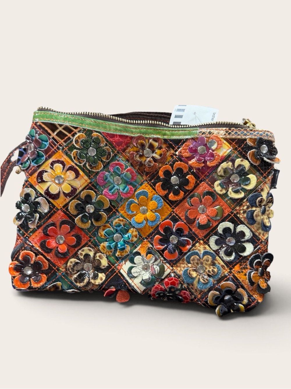 Treska Multicolor Floral Patchwork Leather Crossbody Bag